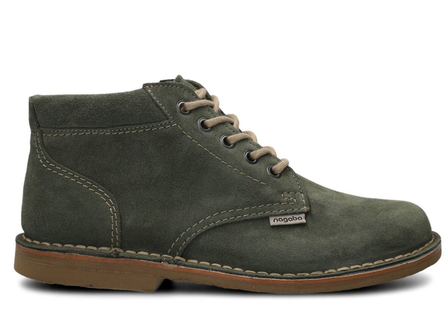 Buty Meskie Nagaba Skorzane | Trzewik Meski Nagaba 076 Welur Skorzany Khaki