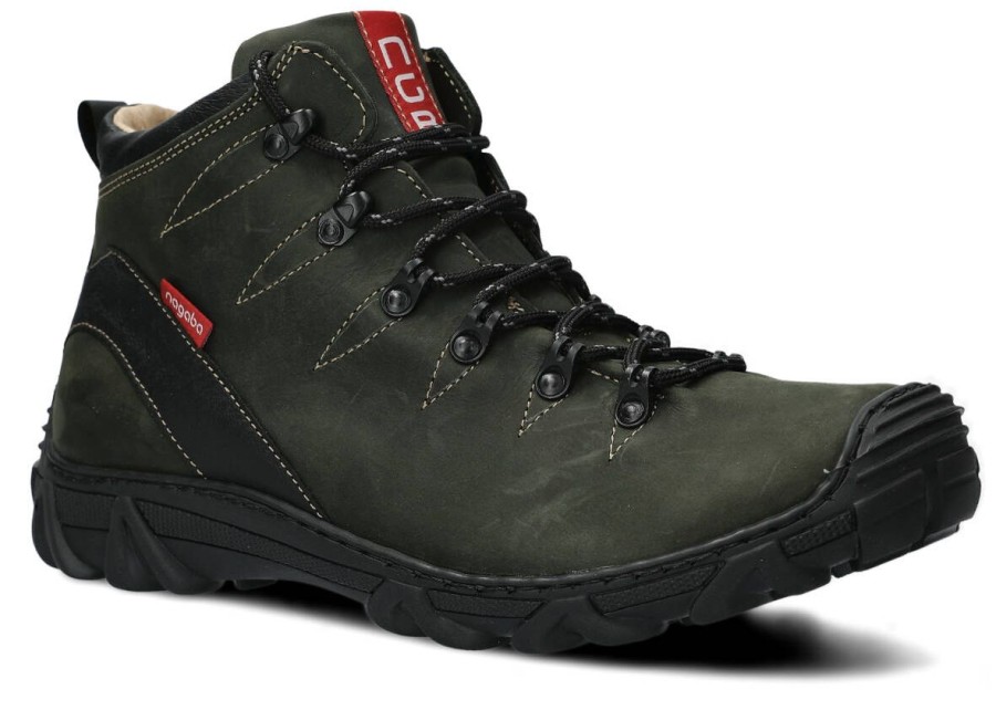 Buty Meskie Nagaba Skorzane | Trzewik Trekkingowy Meski Nagaba 403 Crazy Skorzany Khaki