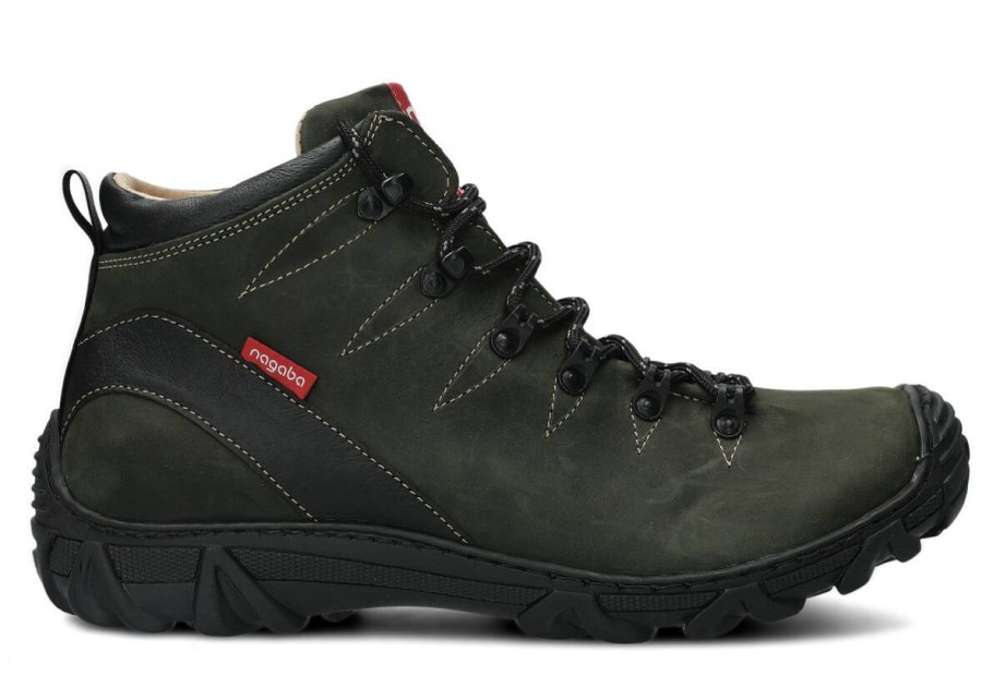 Buty Meskie Nagaba Skorzane | Trzewik Trekkingowy Meski Nagaba 403 Crazy Skorzany Khaki