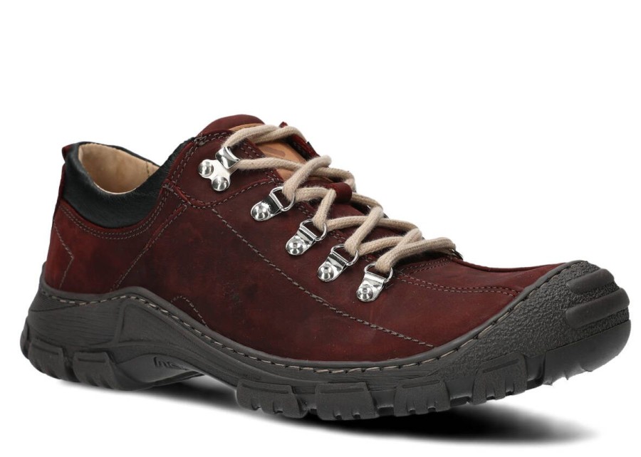 Buty Meskie Nagaba Skorzane | Polbut Trekkingowy Meski Nagaba 455 Hocz Crazy Skorzany Bordo