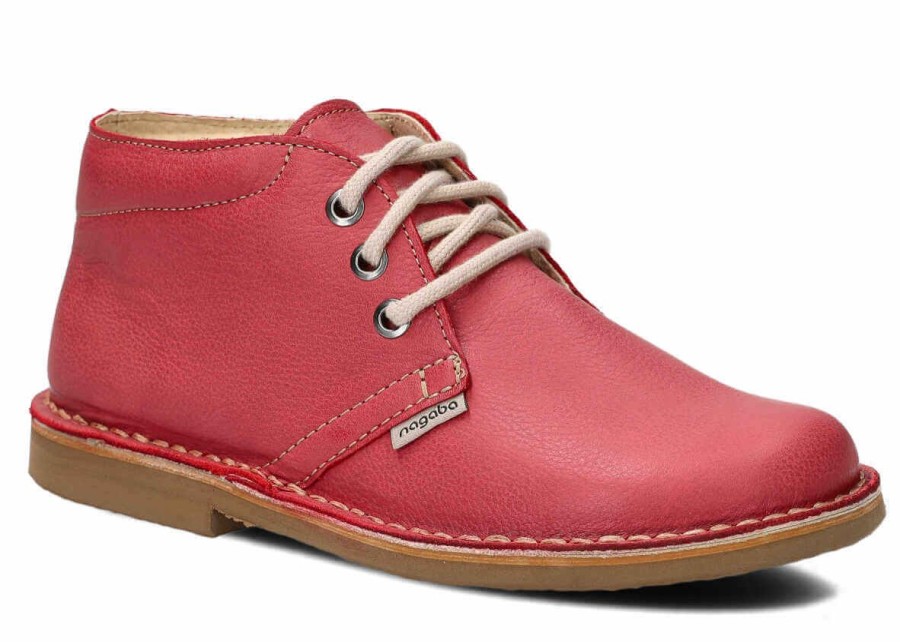 Buty Damskie Nagaba Skorzane | Trzewik Nagaba 074 Rustic Skorzany Czerwony