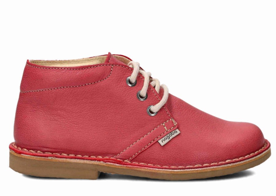 Buty Damskie Nagaba Skorzane | Trzewik Nagaba 074 Rustic Skorzany Czerwony