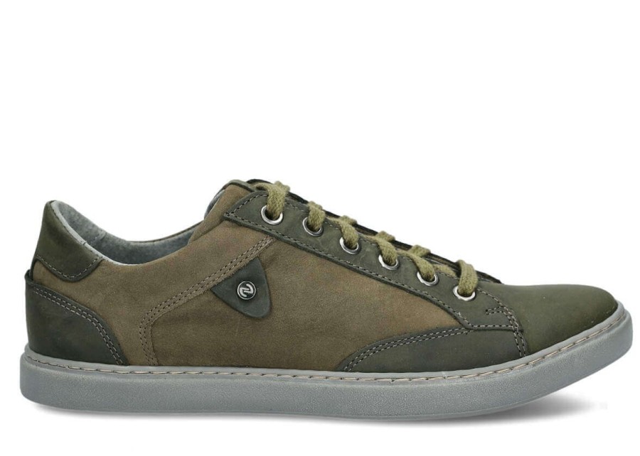 Buty Meskie Nagaba Skorzane | Polbut Meski Nagaba 434 Welur Skorzany Khaki