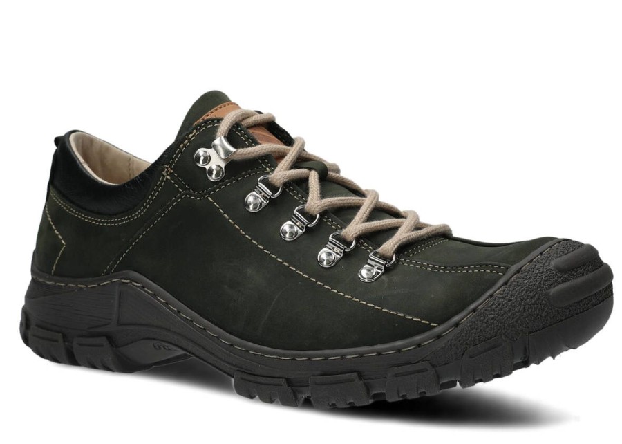 Buty Meskie Nagaba Skorzane | Polbut Trekkingowy Meski Nagaba 455 Hocz Crazy Skorzany Khaki