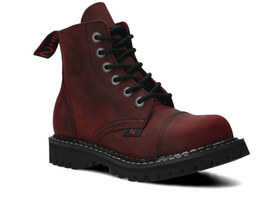 Buty Damskie Nagaba Skorzane | Glany Nagaba 6H Crazy Skorzany Bordo