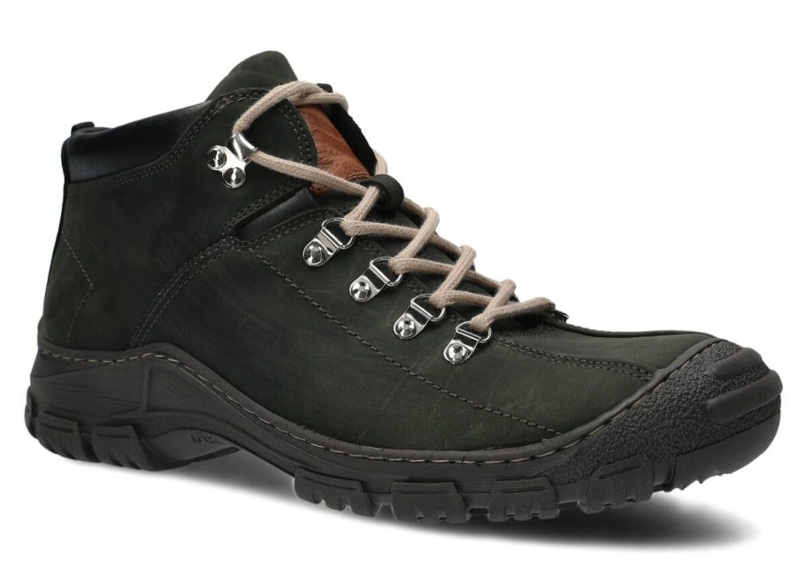 Buty Meskie Nagaba Skorzane | Trzewik Trekkingowy Meski Nagaba 456 Crazy Skorzany Khaki