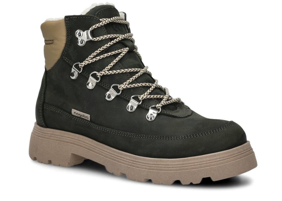 Buty Damskie Nagaba Skorzane | Trzewik Trekkingowy Nagaba 285 Crazy Skorzany Khaki