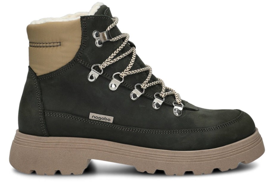 Buty Damskie Nagaba Skorzane | Trzewik Trekkingowy Nagaba 285 Crazy Skorzany Khaki