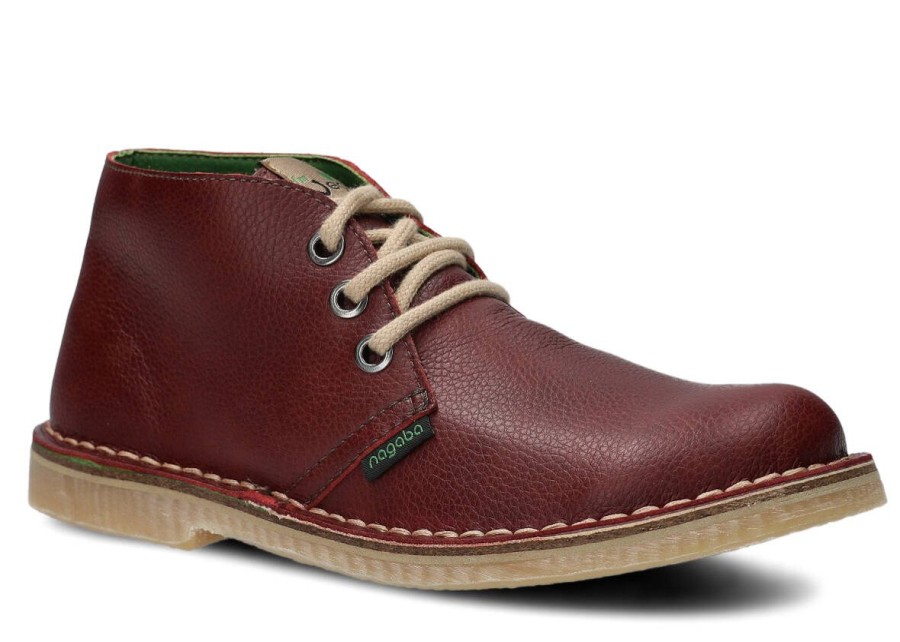 Buty Damskie Vegan Zimowe | Trzewik Nagaba 082 Grain Vegan Bordo