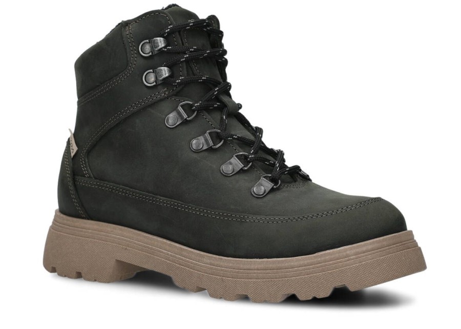 Buty Damskie Nagaba Skorzane | Trzewik Trekkingowy Nagaba 287 Crazy Skorzany Khaki