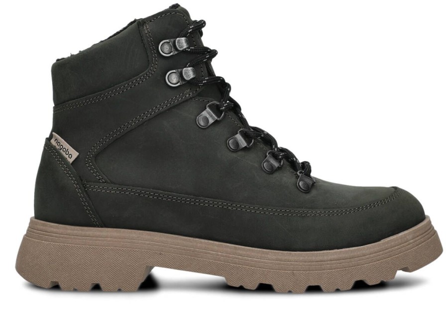 Buty Damskie Nagaba Skorzane | Trzewik Trekkingowy Nagaba 287 Crazy Skorzany Khaki