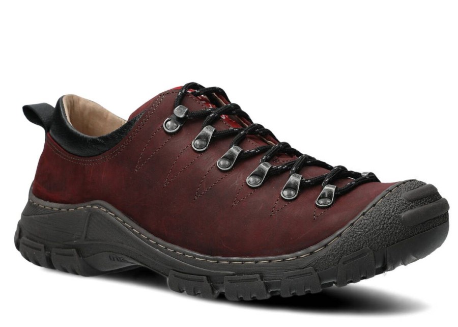 Buty Meskie Nagaba Skorzane | Polbut Trekkingowy Meski Nagaba 444 Crazy Skorzany Bordo