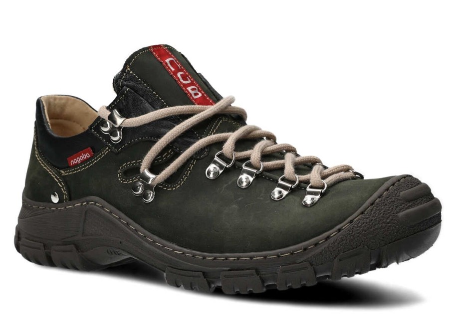 Buty Meskie Nagaba Skorzane | Polbut Trekkingowy Meski Nagaba 055 Crazy Skorzany Khaki