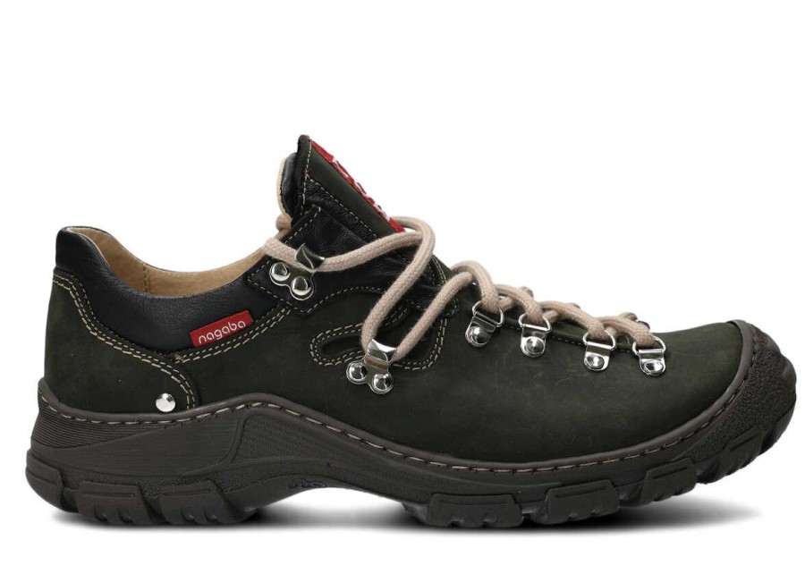 Buty Meskie Nagaba Skorzane | Polbut Trekkingowy Meski Nagaba 055 Crazy Skorzany Khaki