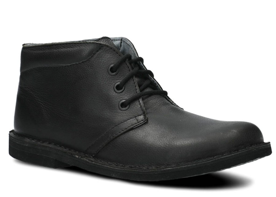 Buty Meskie Nagaba Skorzane | Trzewik Meski Nagaba 075 Rustic Skorzany Czarny