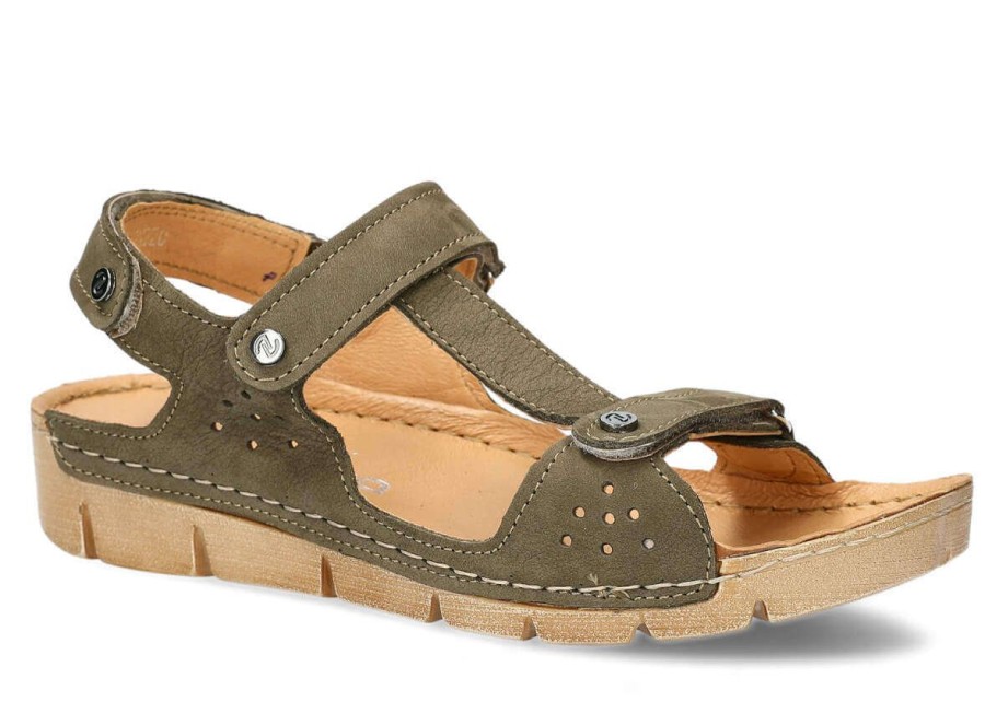 Buty Damskie Nagaba Skorzane | Sandaly Damskie Nagaba 306 Samuel Skorzany Khaki