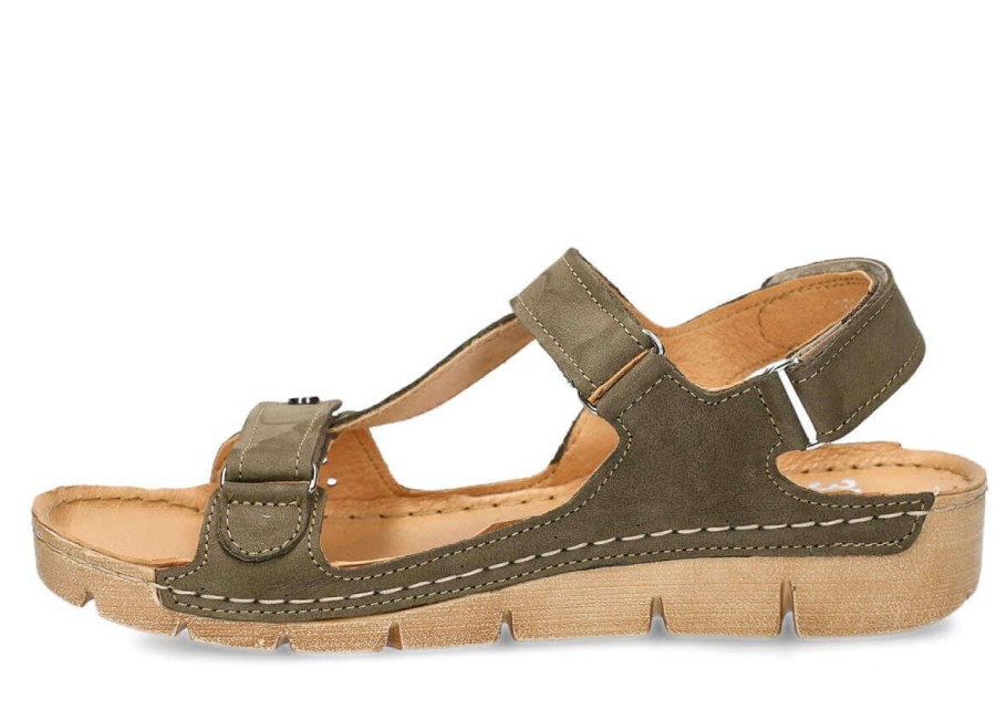 Buty Damskie Nagaba Skorzane | Sandaly Damskie Nagaba 306 Samuel Skorzany Khaki